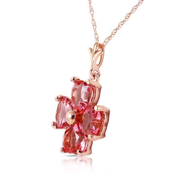 14K. SOLID GOLD NECKLACE WITH NATURAL PINK TOPAZ - Picture 2 of 7